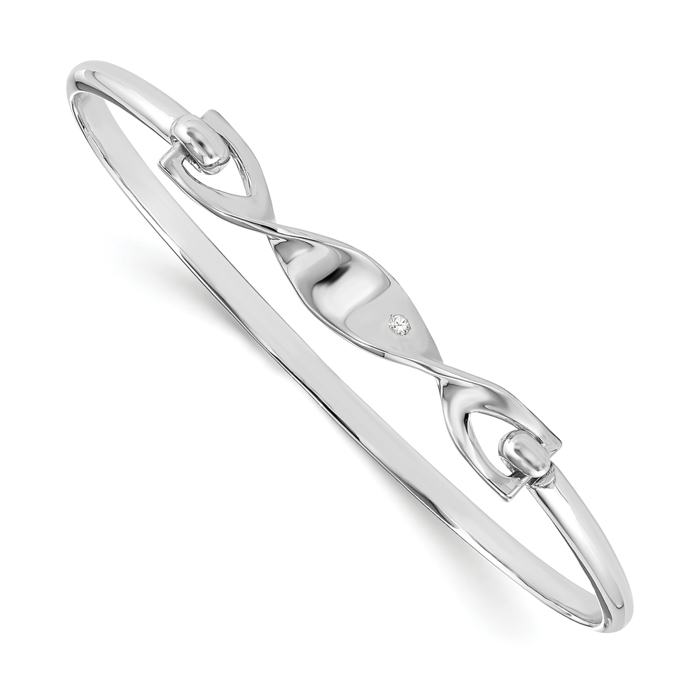 925 Sterling Silver Rhodium-plated Diamond Twist Bangle Bracelet